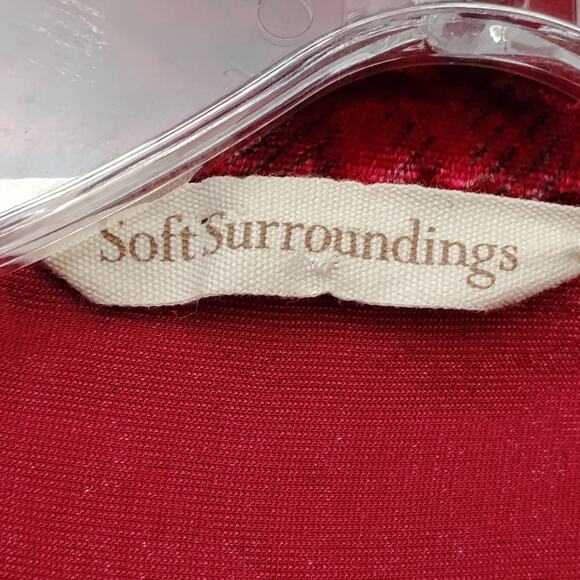 Soft Surroundings Blouse Size Large Red Festive Velvet Button Down - Picture 11 of 14